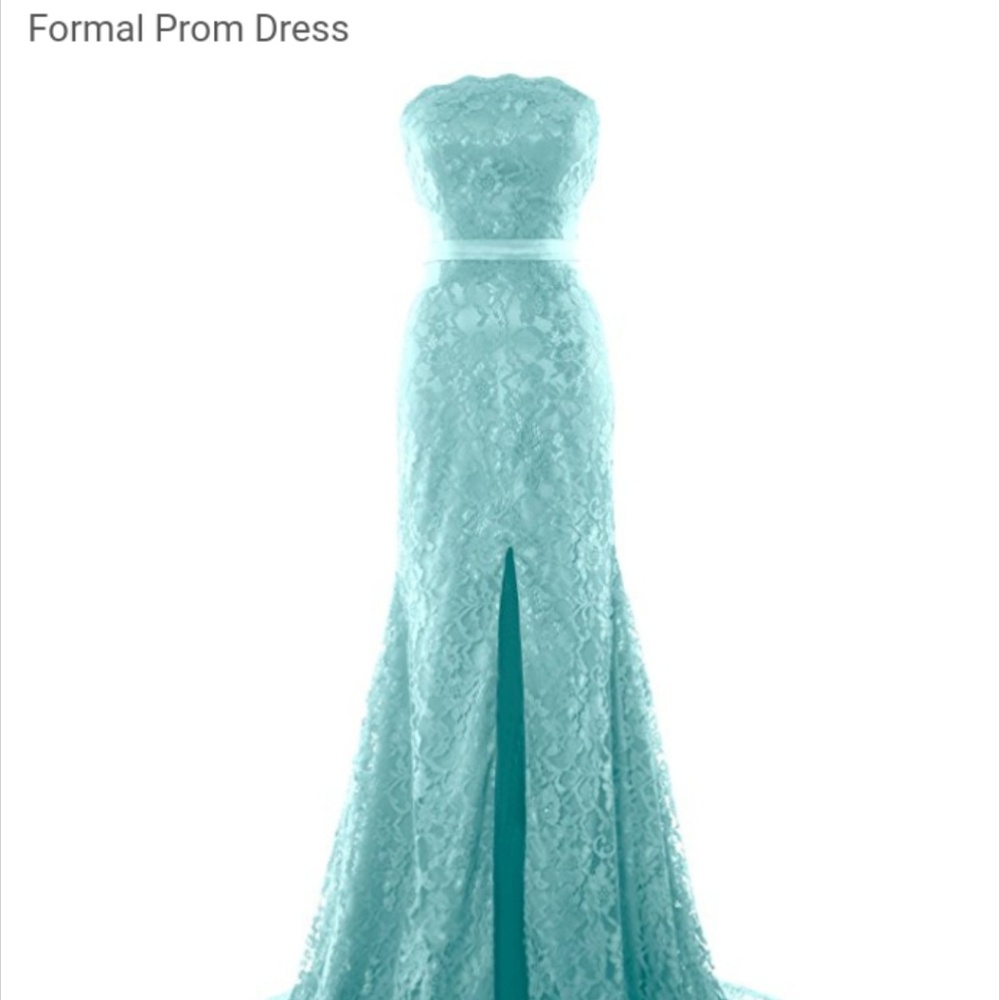 Macloth Strapless Mermaid Aqua long evening gown sz 14